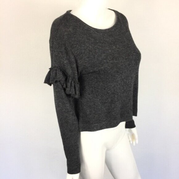 Zara Sweater Small Gray Stretch Soft Boat Neck - Picture 3 of 6